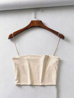 2024 Summer Women's Crop Top Sexy Elastic Cotton Camis Sleeveless Short Tank Top Bar