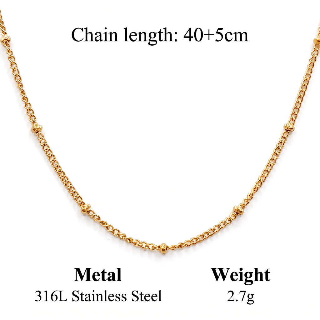 Stainless Steel Gold Plated Dainty Minimalist Zircon Charm Anti Tarnish Chain Round Clear Cz Stone Necklace for Women Jewelry