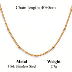 Stainless Steel Gold Plated Dainty Minimalist Zircon Charm Anti Tarnish Chain Round Clear Cz Stone Necklace for Women Jewelry