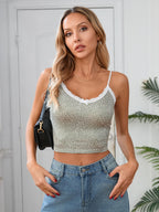 Hugcitar Leopard Print Slips Bows Patchwork Lace Sexy Slim Crop Camis Top Summer Fashion Women Y2K Outfits Festival Party