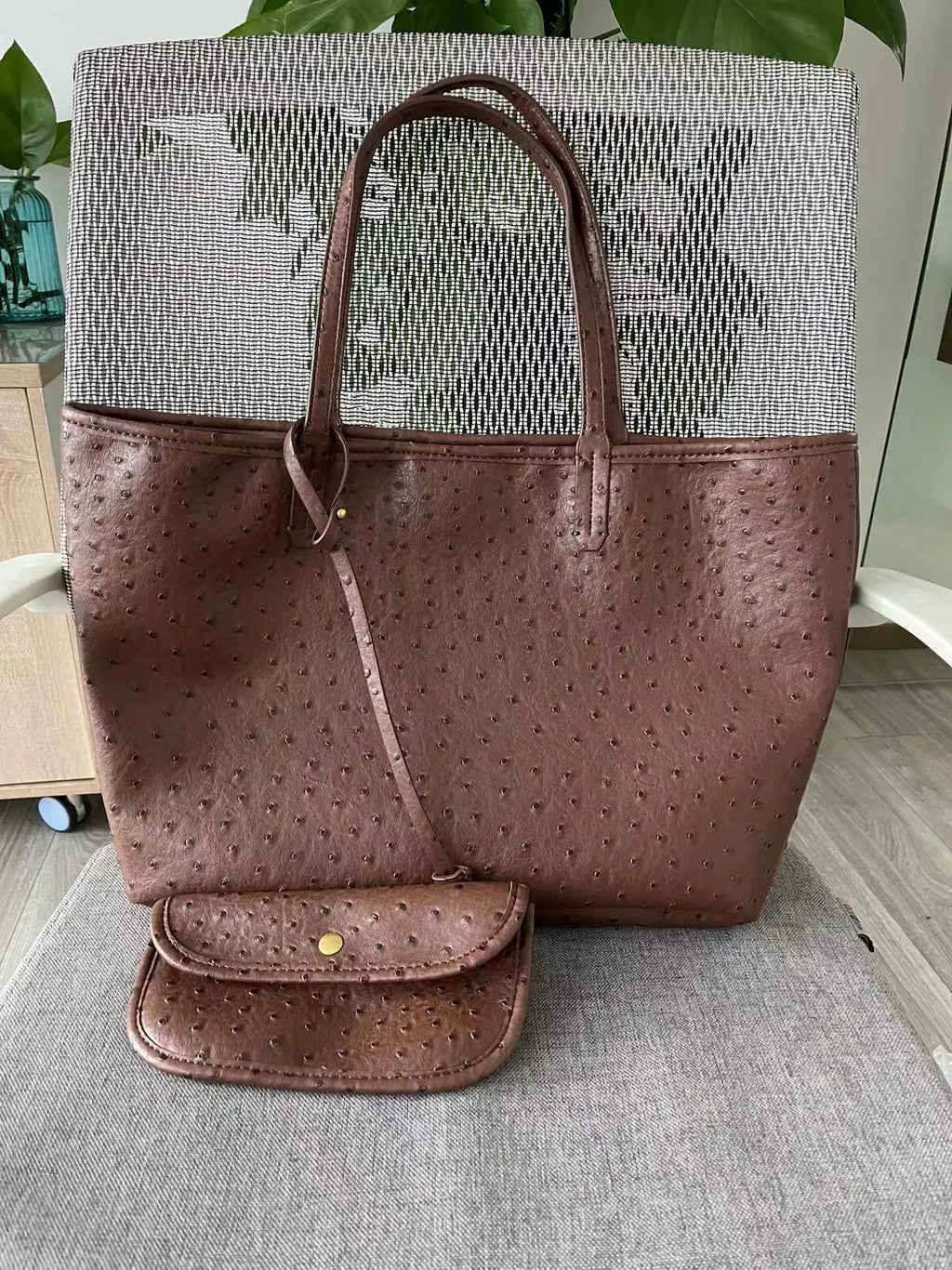 XMESSUN Original Fashion Style Women Bag Portable Women's Bucket Bags Ostrich Pattern Shopping Tote Casual Simple Ladies Handbag
