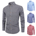 Men'S Single Breasted Checkered Shirt Men Shirts Fall And Winter Men Shirts Breathable Cotton Long Sleeved Camisa Masculina