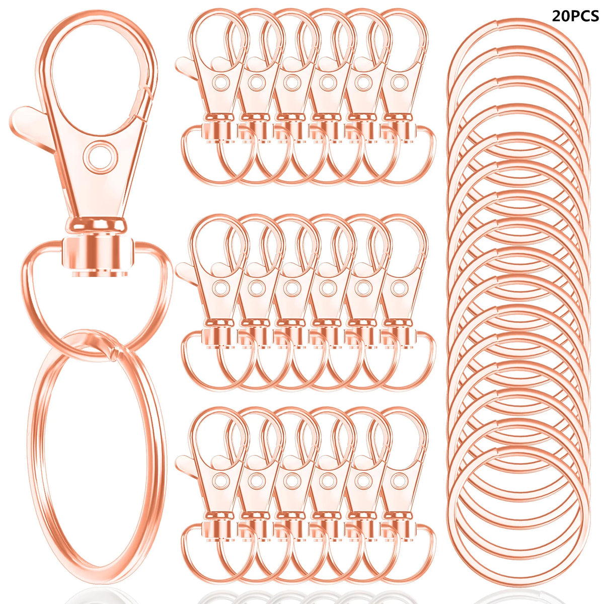 20pcs Swivel Lobster Clasp with Key Ring 10pcs Key Chain 10pcs Key Ring Lanyard Clip Keychains Decoration DIY Crafts 32mm/1.25in