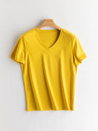 SuyaDream Women Solid T Shirts, Silk Cotton Blend, O Neck, Short Sleeved Solid Tee, 2025 Summer Candy Colors Basic Cozy Top Gree