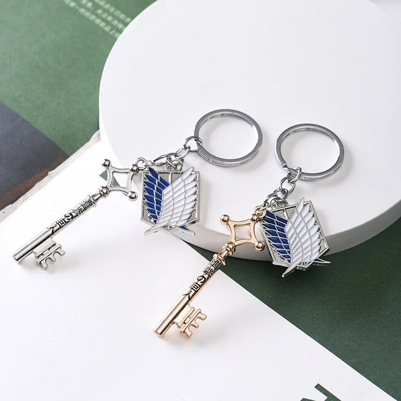 Attack on Titan Metal Keychains for Man Women Anime Peripheral Backpack Pendant Key Chains Bags Key Ring Cosplay Accessories