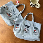 Snoopy Embroidered Canvas Tote Bag Japanese Style Cute Casual Handbag for Women Lunch Bag Office Work Commuting