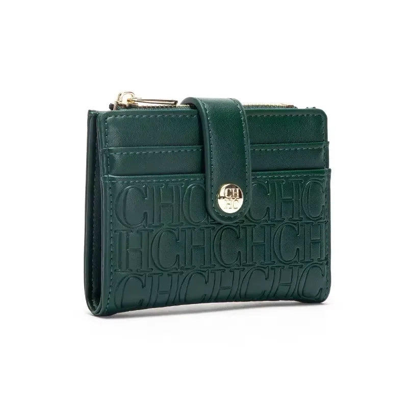 CH Luxury Brand Retro Design Business Card Bag Fashion Button Classic Folding Wallet Compact and Lightweight Women's Square Bag