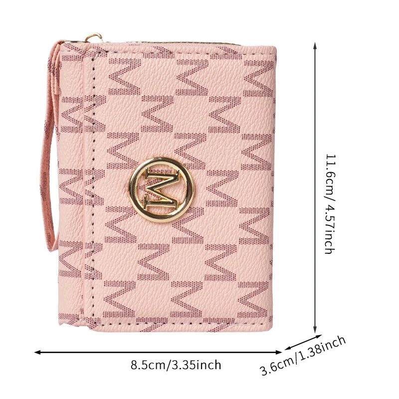 New style women's wallet, short, European and American PU high-end coin purse, printed, multi-card slots, small wallet, money cl