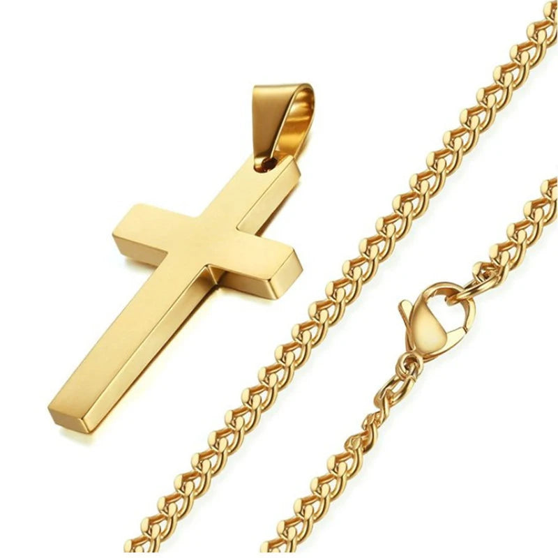 New Christian Cross Pendant Necklace For Men's Necklace Fashion Metal Religious Pendant Women Party Jewelry Accessories