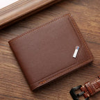 Men's Leather Short Wallet Thin Wallet Foldable Minimalist Soft Leather Wallet
