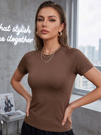 Women's Compression Shirt Short Sleeve Athletic Yoga Running T-Shirt Summer Gym Workout Quick Dry Stretchy Tees Tops Baselayer