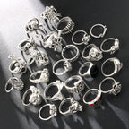 24 Pcs Gothic Skeleton Unisex Ring Set Punk Grunge Butterfly Frog Woman Man Jewelry Hip Hop Party Street Ring Accessories Gift