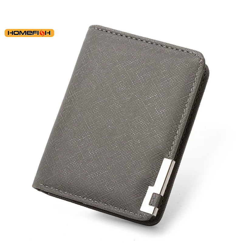 HOMEFISH Men Ultra Thin Vertical Mini Wallet Multi Card Slots Credit Card Holder Compact Short Purse Daily Carry