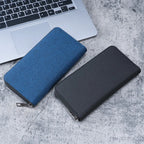 New men's long zipper wallet large capacity multi-card business canvas clutch wallet.