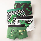 Multipack Dinosaur Pattern Athflow Style Boys Boxer Briefs Cotton Kids Boxers Breathable Children Underwear For 3-12 Years Old