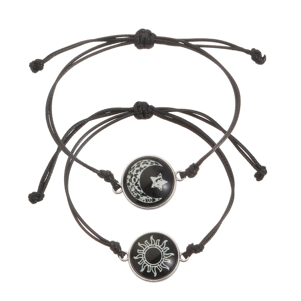 New Moon and Sun Love Time Gem Glow Couple Bracelet - Hand-woven Rope for Couples