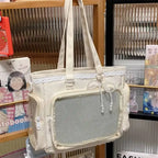 New Y2K Cute Japanese Ita Shoulder Bag Lolita Girls Transparent Tote Bag Large Capacity Crossbody Casual Bag DIY Display Handbag