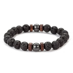 8mm Volcanic Stone Bracelet for Men Lava Wooden Beads Bracelet Tibetan Buddha Male Wrist Chain Jewelry Handmade Elastic Bracelet