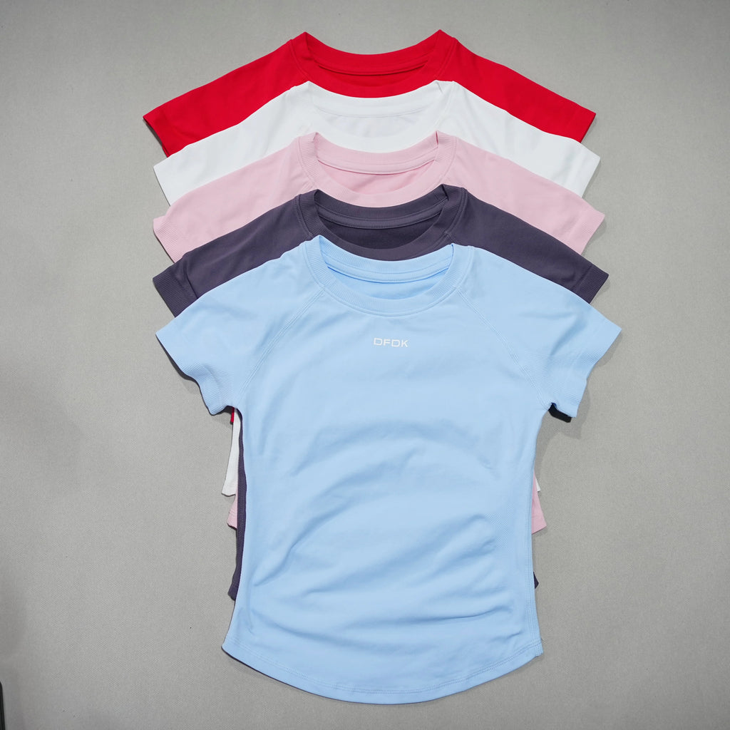 2026 New Women Breathable Sports T Shirt Round Neck Short Sleeve Elastic Slim Fit Casual Tops Gym Yoga Running Fitness Workout