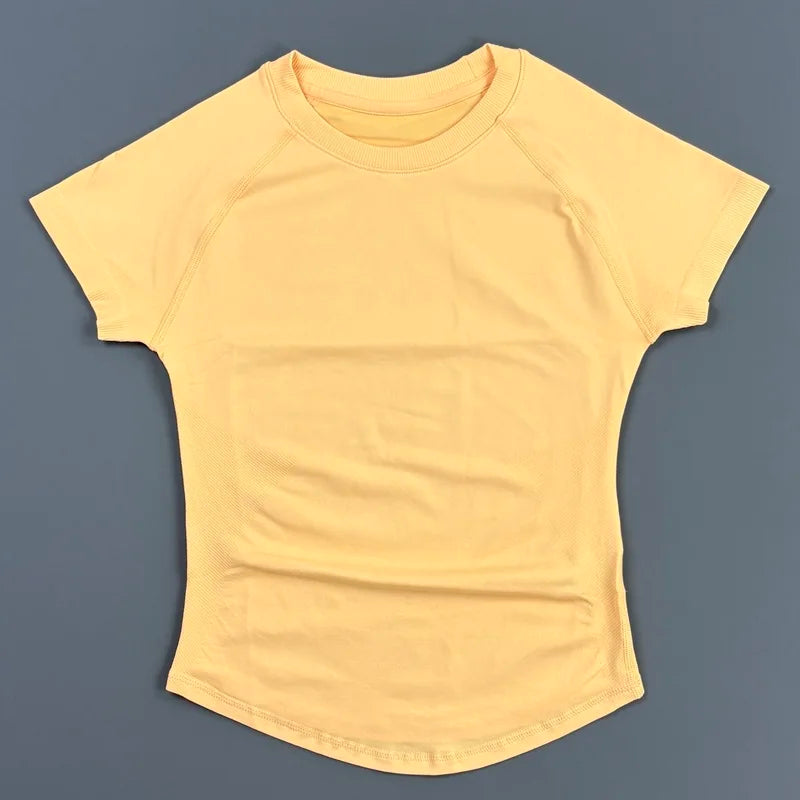Women Sports T-Shirt Round Neck Short Sleeve Breathable Stretchy Tops Gym Fitness Yoga Running Workout Casual Athletic Shirts