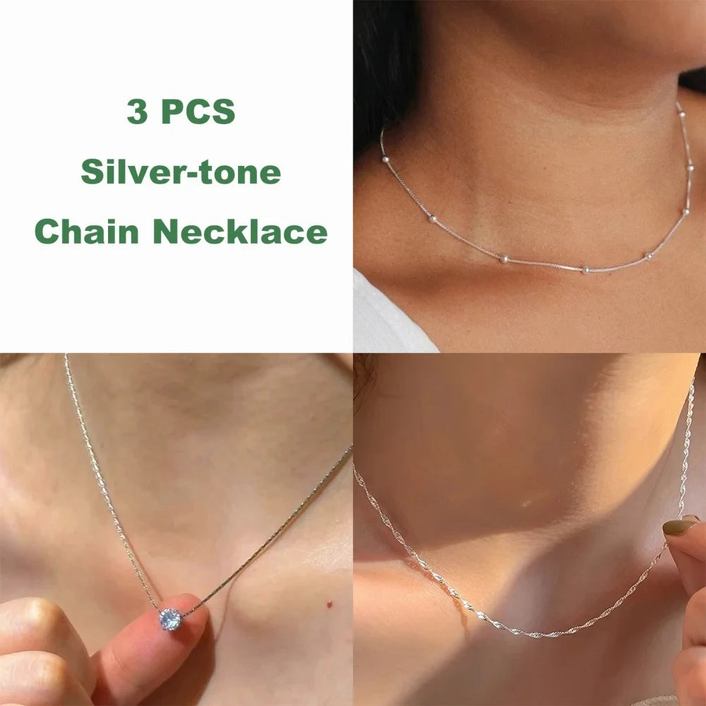 Stainless Steel Gold Plated Dainty Minimalist Zircon Charm Anti Tarnish Chain Round Clear Cz Stone Necklace for Women Jewelry