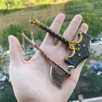 New God of War 5 Ragnarok Keychain Thor's Hammer Mjolnir Key Chain Levitan's Axe Keyring Blades of Exile Chaos Game Accessories