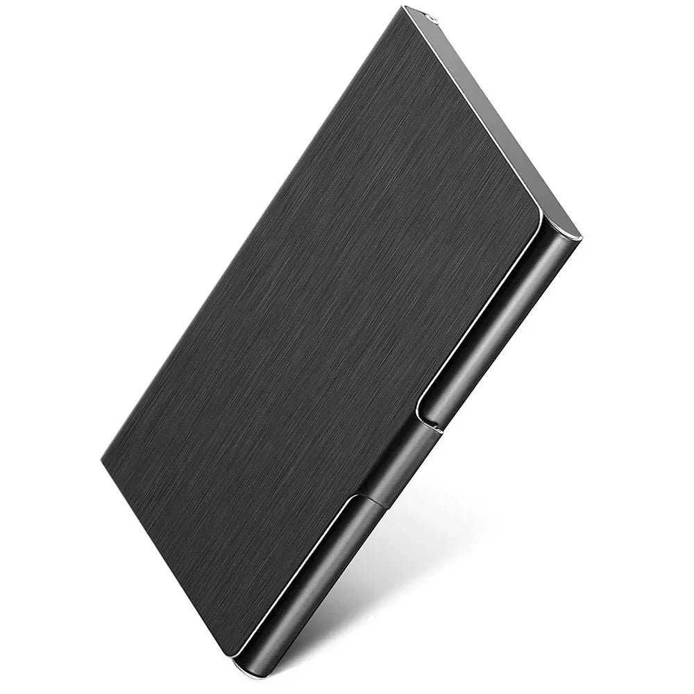 Premium Ultra Thin Stainless Steel Business Card Holder - Silver Metal Pocket Case for Men and Women Simple Design Wallet