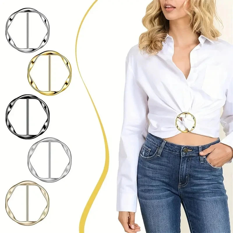 5pcs Simple Fashion Metal Buckles Adjustable T-Shirt Corner Knot Buckles and Scarf Decor Fasteners for Women Stylish Accessories