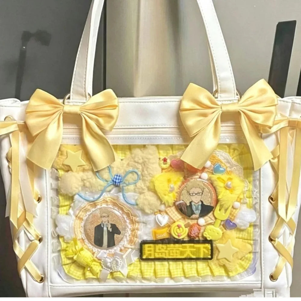 New Japanese Cute Sweet Ribbon Ita Bag Lolita Girls Transparent Handba ...