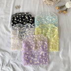 2026  Autumn Hollow Out Mesh T-Shirt Daisy Flower Pattern Crop Top sexy Transparent Long Sleeves Basic Tops For Women Lace Tops