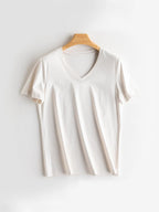 SuyaDream Women Solid T Shirts, Silk Cotton Blend, O Neck, Short Sleeved Solid Tee, 2025 Summer Candy Colors Basic Cozy Top Gree