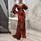 Ladies Gathering Long Sleeved Dress Pleated Slim Evening Party Dress For Women Chic Gala Graduation Dresses Vestidos Para Mujer