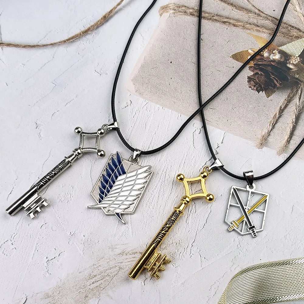 Attack on Titan Metal Keychains for Man Women Anime Peripheral Backpack Pendant Key Chains Bags Key Ring Cosplay Accessories