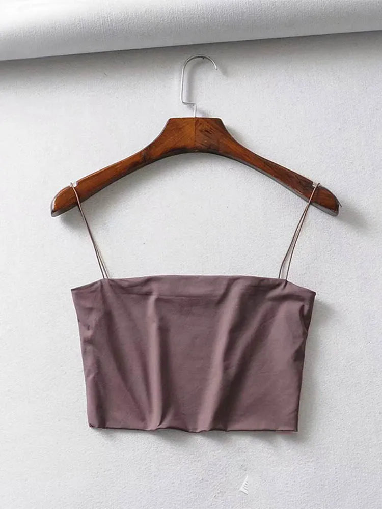 2024 Summer Women's Crop Top Sexy Elastic Cotton Camis Sleeveless Short Tank Top Bar