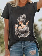 Y2k 90s 2000s Hot Sale Fashion T-shirt Artistic Wine Drink Women'S T-shirt Print Short Sleeve Women'S T Shirt Clothing Top Tee