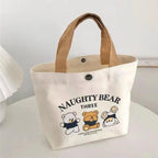 Canvas Bag Small Versatile Handbag Female Student Lunch Box Bag Simple Tote Bag Office Worker Lunch Bag Shopping Bag