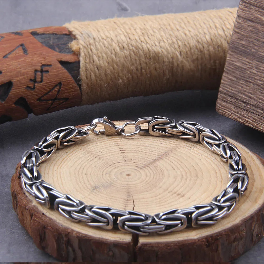Vikings Jewelry Personalized Pattern Chain Bracelet Men's Thick Section Boy Hip-hop Street Hipster Fashion Jewelry with Wood Box