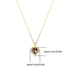 Top Luxury Colorful Crystal Ocean Heart Pendant Necklace For Women Trendy 316L Stainless Steel Jewelry Female Wedding Neck Chain
