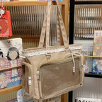 New Y2K Cute Japanese Ita Shoulder Bag Lolita Girls Transparent Tote Bag Large Capacity Crossbody Casual Bag DIY Display Handbag