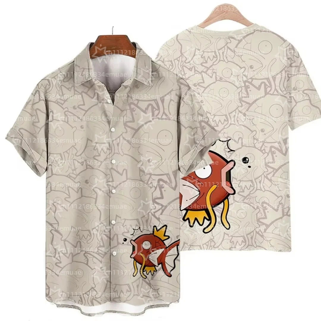2026 SUMMER New Snorlax Hawaiian Shirt Tropical Anime Aloha Shirt Summer Sports Men's T-Shirt Children's Clothing Tee Y2k Woman