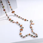 Bohemian Multicolor Irregular Natural Stone Shell Crystal Glass Beads Beaded Necklace for Women Long Strand Sweater Chain