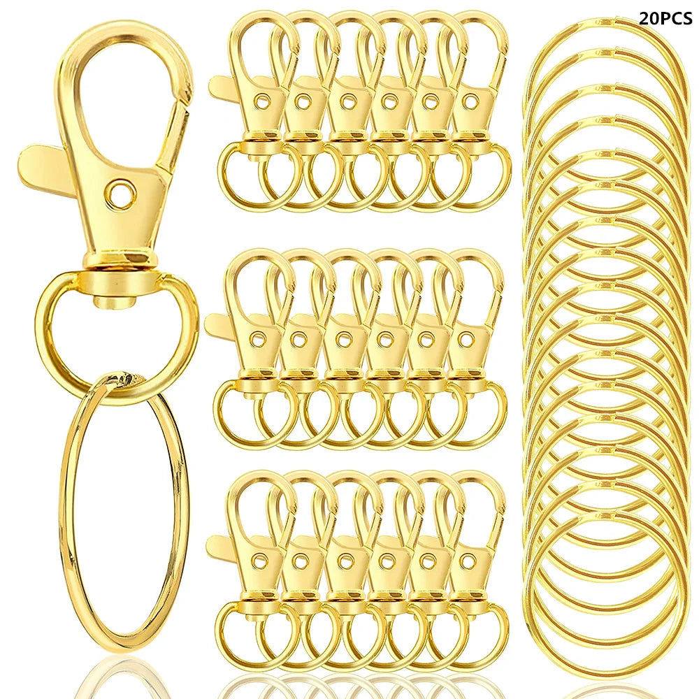 20pcs Swivel Lobster Clasp with Key Ring 10pcs Key Chain 10pcs Key Ring Lanyard Clip Keychains Decoration DIY Crafts 32mm/1.25in