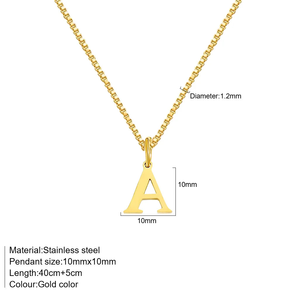 A-Z Initial Necklace 18K Gold Plated Necklace Cute Letter Stainless Steel Necklace for Women