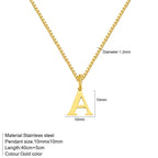 A-Z Initial Necklace 18K Gold Plated Necklace Cute Letter Stainless Steel Necklace for Women