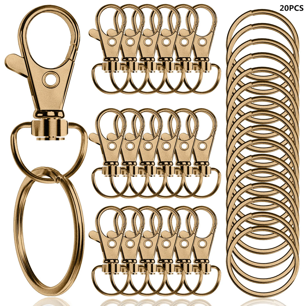 20pcs Swivel Lobster Clasp with Key Ring 10pcs Key Chain 10pcs Key Ring Lanyard Clip Keychains Decoration DIY Crafts 32mm/1.25in