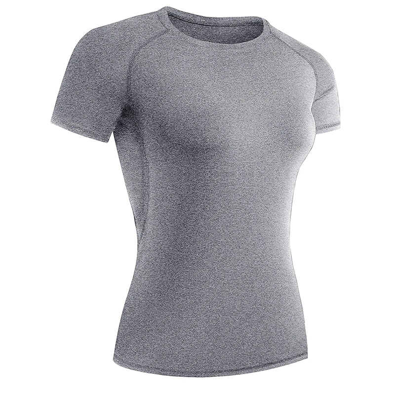 Women's Compression Shirt Short Sleeve Athletic Yoga Running T-Shirt Summer Gym Workout Quick Dry Stretchy Tees Tops Baselayer