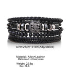 Set Braided Wrap Leather Bracelets for Men Vintage Life Tree Rudder Charm Wood Beads Ethnic Tribal Wristband Rope Bracelet