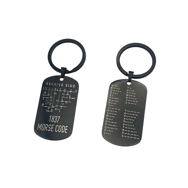 Stainless Steel Double-Sided Alphanumeric Morse Code Keychain Educational Car Pendant Unisex Gift For Radio Amateurs