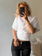 Gray Cropped T-shirt Women's O-neck Corset Tops Fashion Casual Solid Streetwear Spring Summer Short Tee Shirts for Girls
