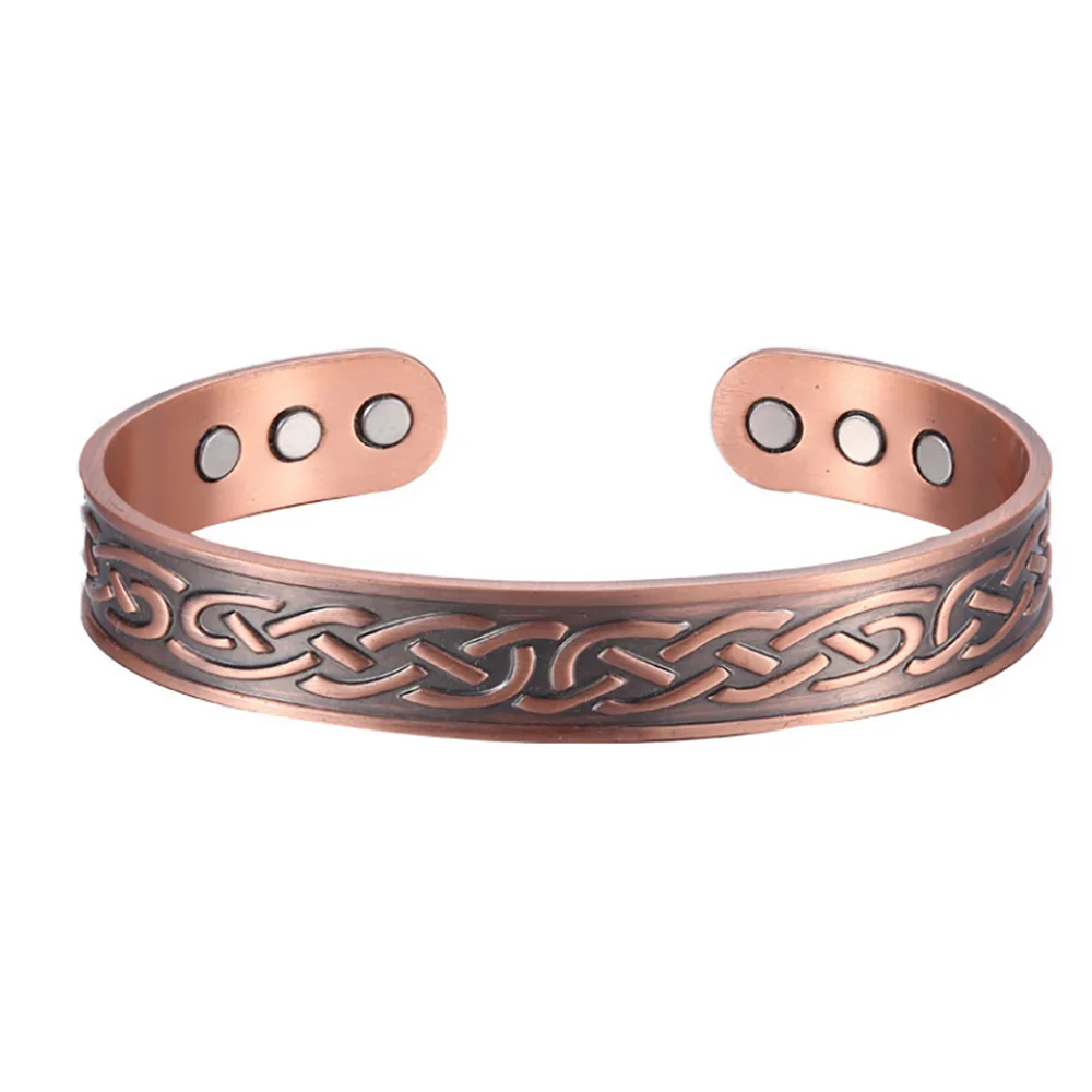 European and American Retro Water Ripple Magnetic Antique Red Copper Popular Opening Adjustable Magnet Energy Bracelet